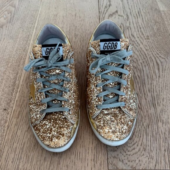 Golden Goose Shoes - Golden Goose Superstar Low-Top Gold Glitter Sneaker 38
